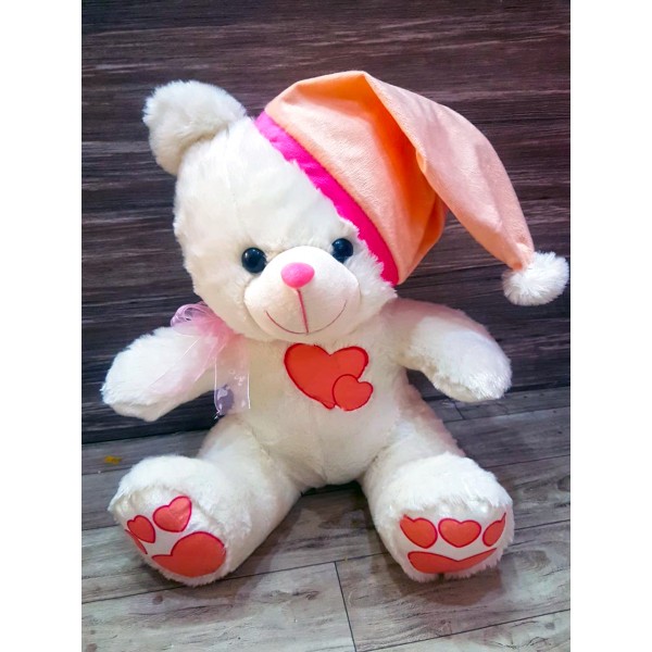 Grabadeal White 16 Inch Christmas Teddy Bear with Pink Cap